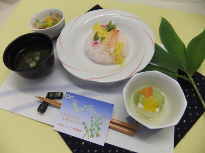 栄養課　七夕・海の日・土用の丑　特別メニューを提供いたしました